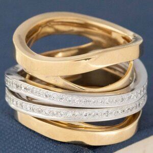 Mattioli Aspis Two Tone Spinner Ring with Diamonds